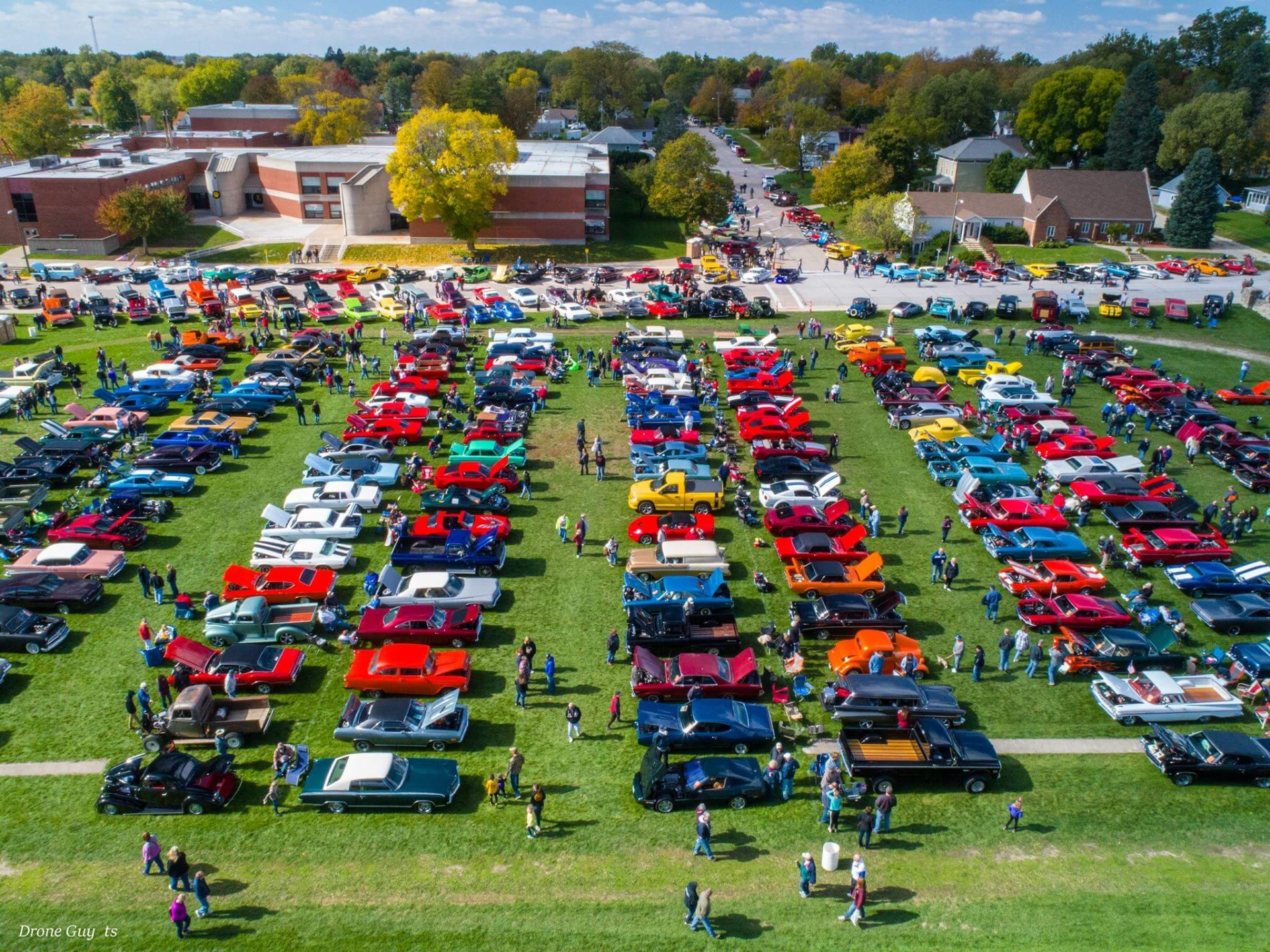 Madison County Car Show from a drone point of view.