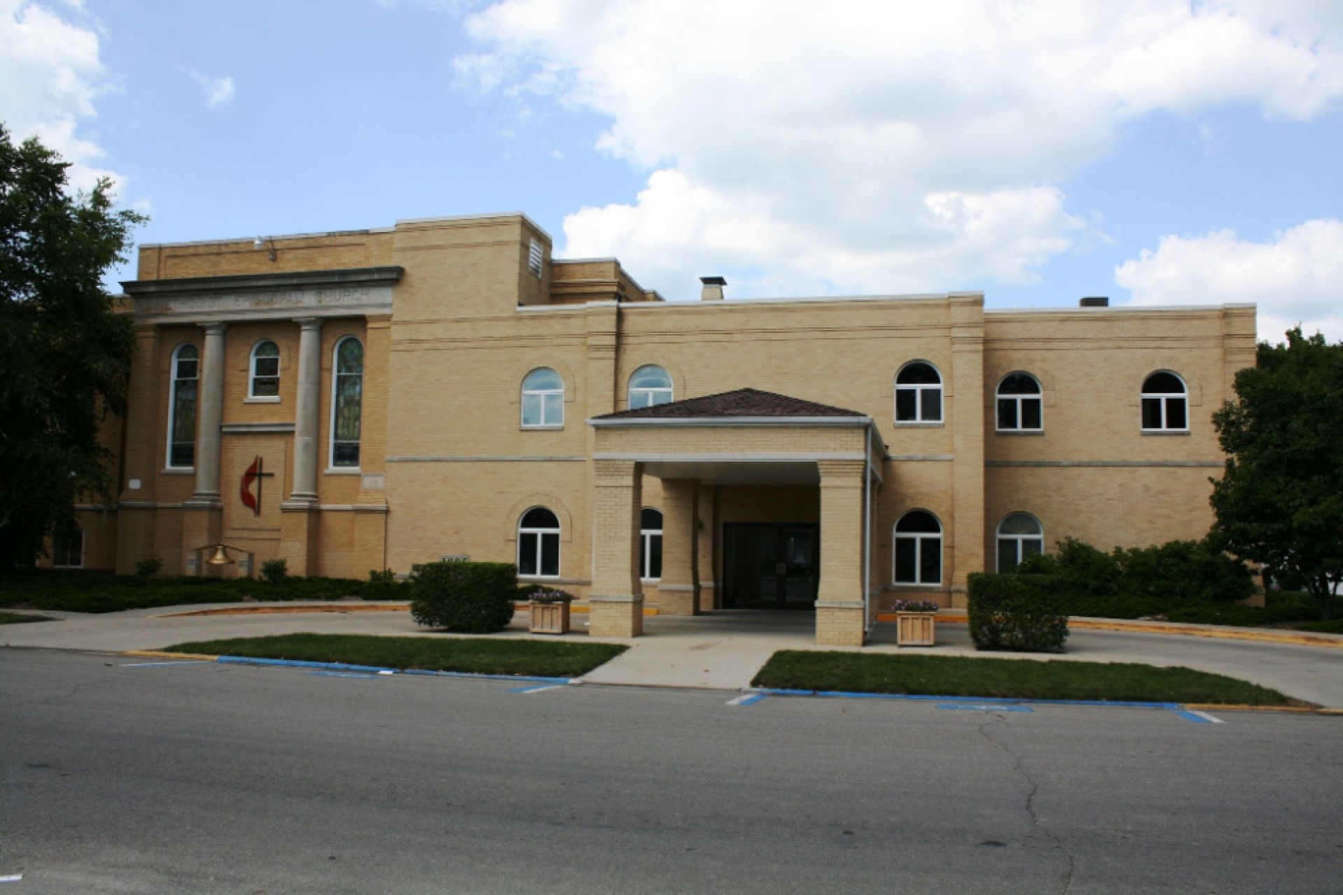 First United Methodist Church front entrance.